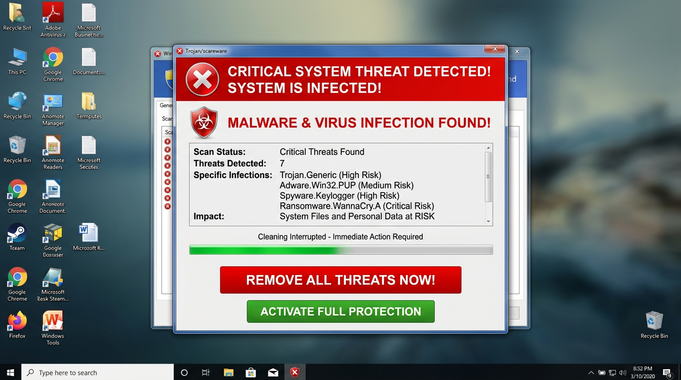合法软件下载按钮与旨在诱骗用户下载木马病毒的虚假恶意广告按钮的视觉对比