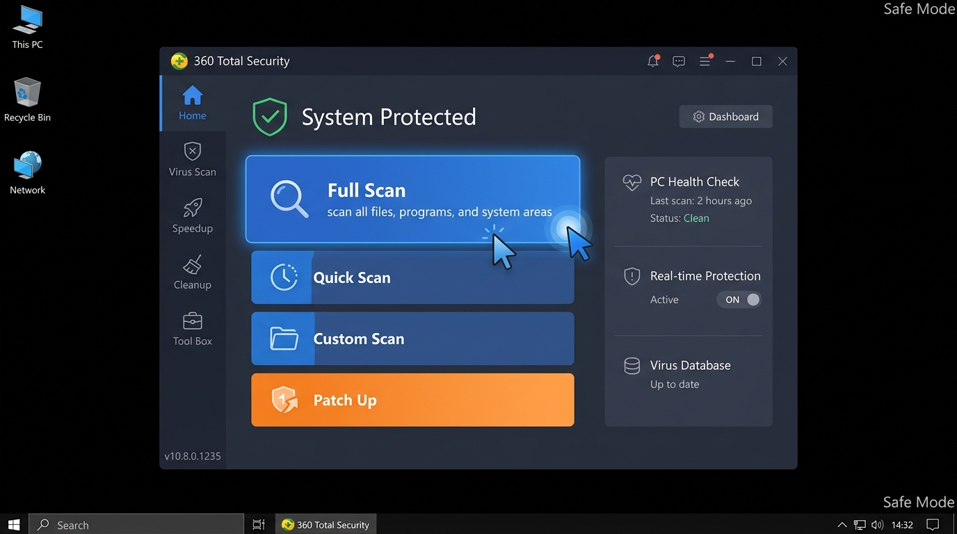 Screenshot of the msconfig Boot tab in Windows with Safe boot and Network options highlighted for Safe Mode with Networking