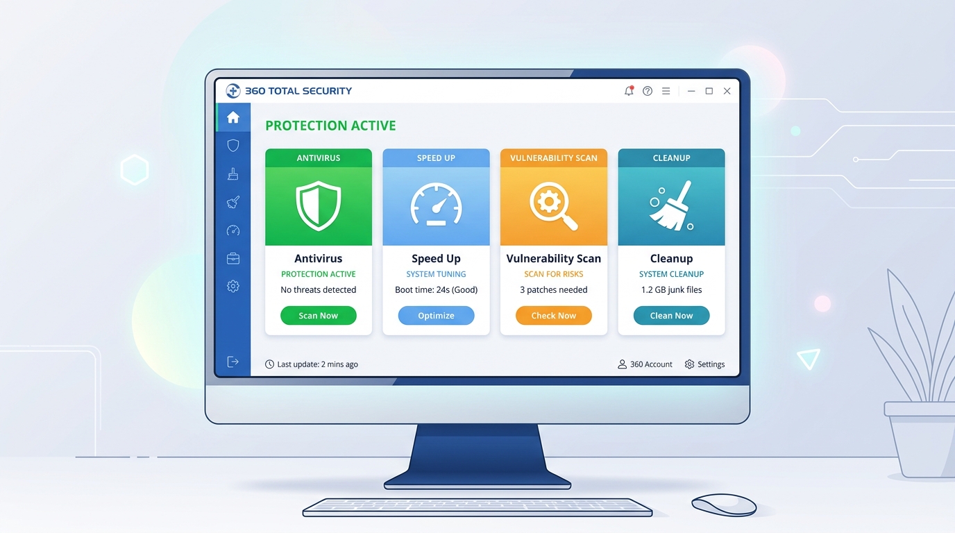 Screenshot of 360 Total Security System Repair interface showing registry repair and browser settings restoration features