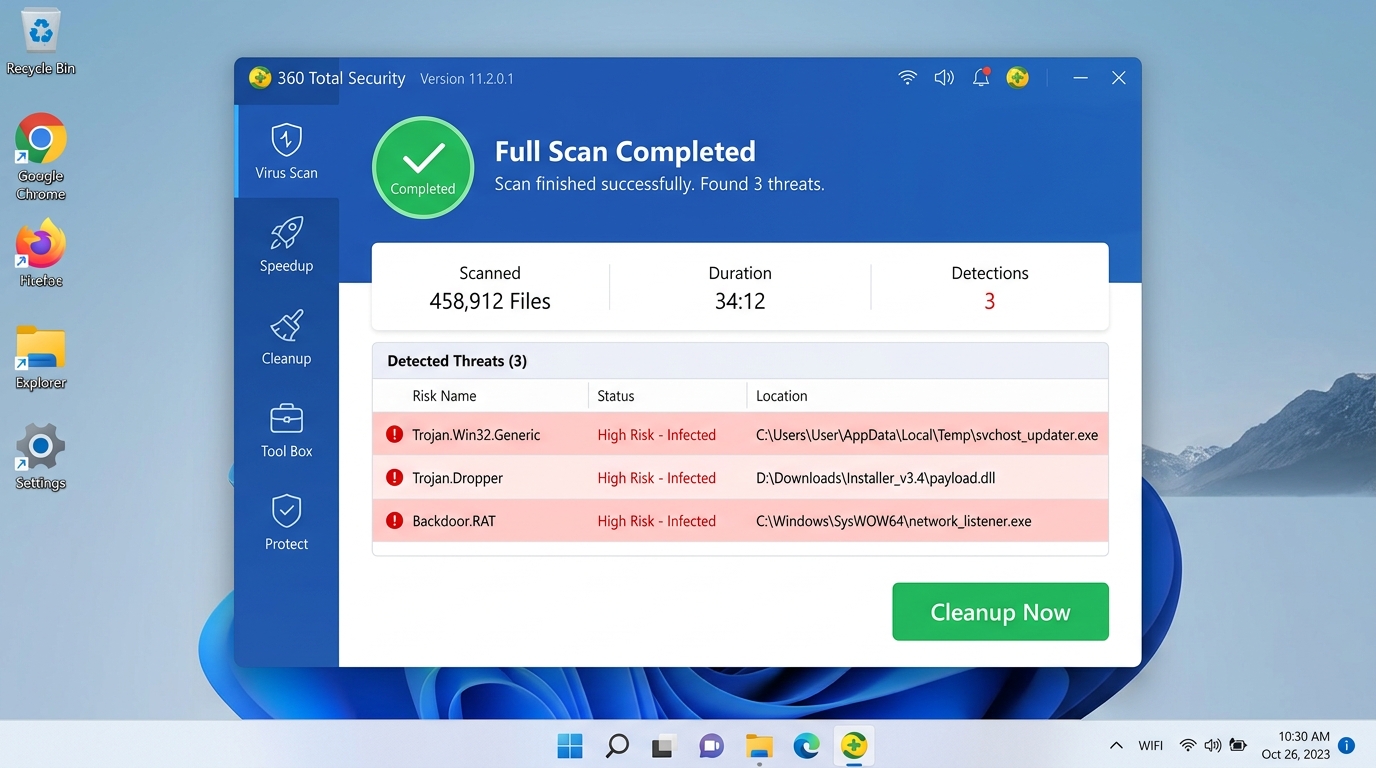 Diagram illustrating the full lifecycle of a Trojan virus infection, from initial user deception and installation to payload delivery and data exfiltration via a command-and-control server