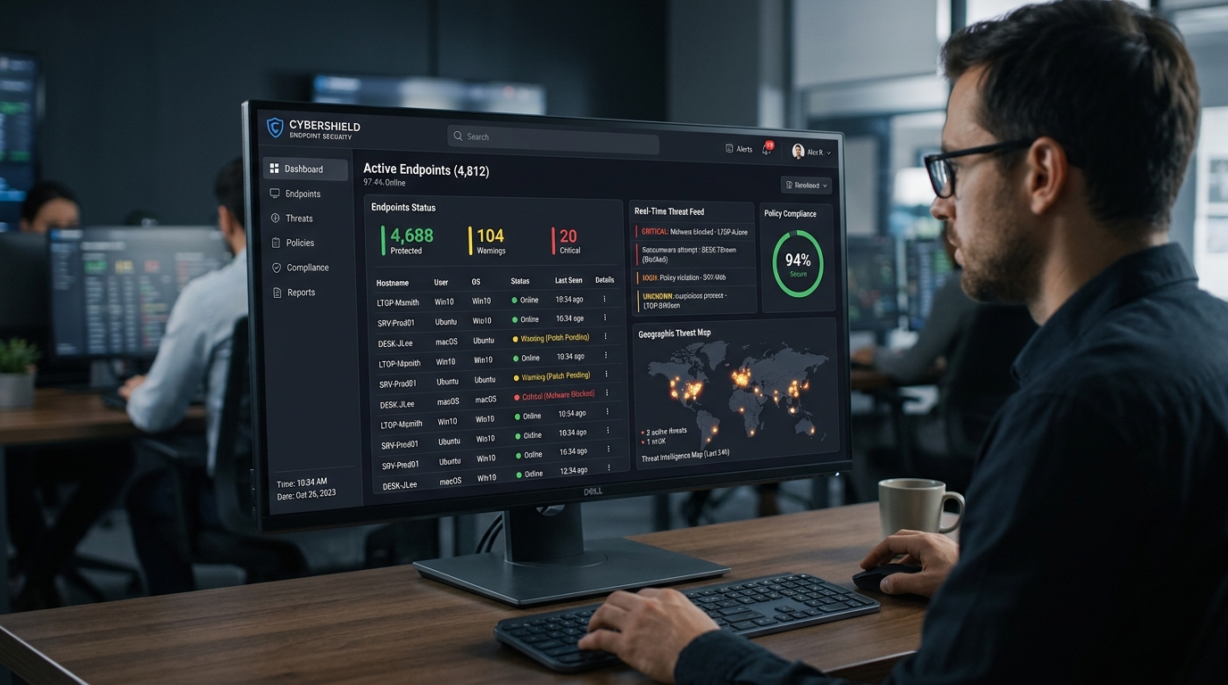Infographic illustrating the lifecycle of a modern ransomware attack on a business network, from initial access to double extortion