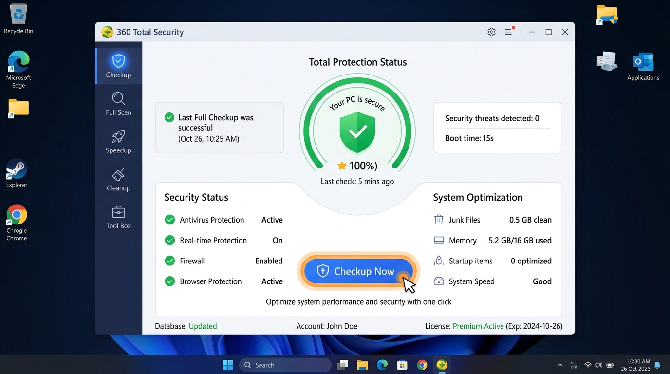 Infographic showing how system optimization tools like startup managers and software updaters contribute to a stronger security posture alongside anti-malware protection