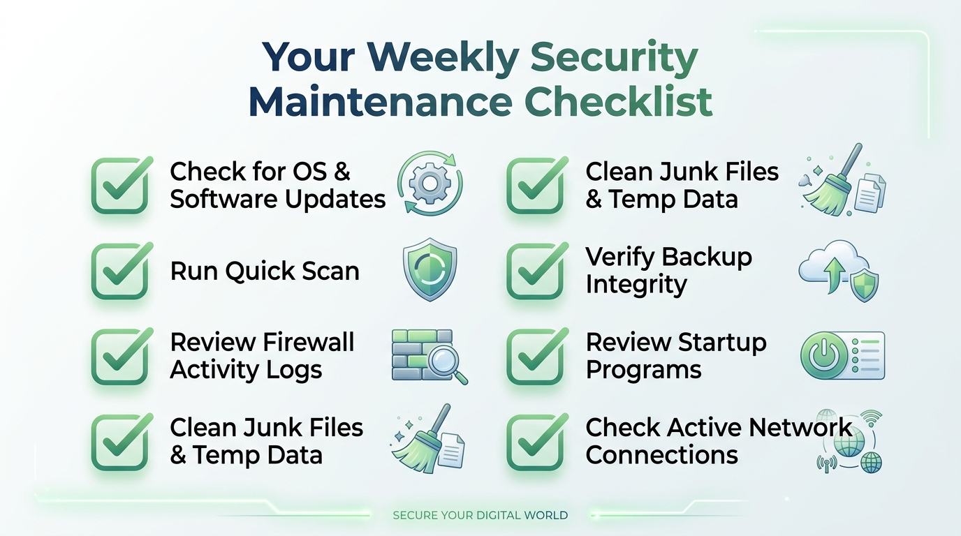 Defense-in-depth security model diagram showing concentric layers including Firewall, Web Shield, Behavior Monitor, and File Scanner protecting the core system and user data
